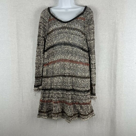 Free People Split Back Striped Tunic Frayed top - Picture 2 of 9